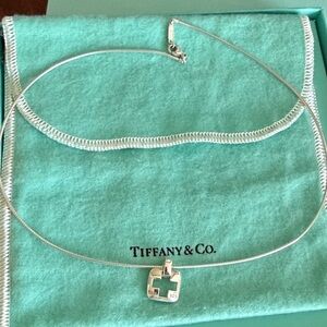 Tiffany & Co. Cross Cutout Pendant Omega Chain Necklace